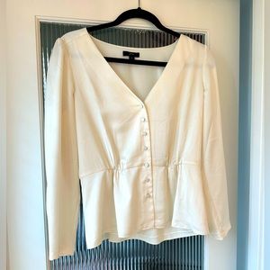 J Crew Ivory Satin Style Blouse • Size 8